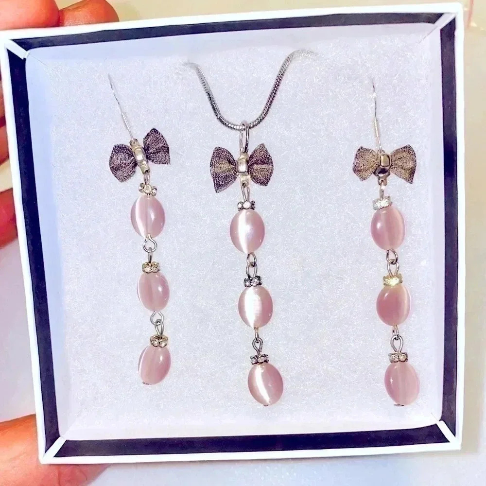 💥VINTAGE HAND MADE IN GEORGIA 🇬🇪 TBILISI 💥JEWELRY SET  WITH LAVENDER QUARTZ